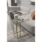 Dekoport Asya Gold Şeffaf Cam Yan Sehpa Modern Tasarım 60 cm Yükseklik 48 cm Genişlik