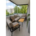 Dekoport Kutay Balkon Takımı, Bahçe Takımı, Çay Seti Koltuk Takımı, Metal Kanepe 2-1-1 40x70 Sehpalı Kapuçino Vizon Kumaş