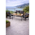 Dekoport Kutay Balkon Takımı, Bahçe Takımı, Çay Seti Koltuk Takımı, Metal Kanepe 2-1-1 50x80 Masalı Gri