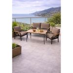 Dekoport Kutay Balkon Takımı, Bahçe Takımı, Çay Seti Koltuk Takımı, Metal Kanepe 2-1-1 50x80 Masalı Kapuçino Vizon Kumaş