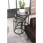 Dekoport Milas C Zigon Sehpa - Füme Cam ve Metal Ayaklı, Modern Tasarım, 47-38,5-31 cm, Salon ve Oturma Odası için Ergonomik ve Fonksiyonel Zigon Sehpa - Siyah