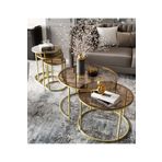 Dekoport Milas Gold (ESKİTME) Orta Ve Zigon Sehpa Seti - Bronz Cam