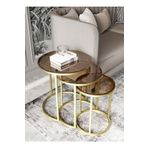 Dekoport Milas Gold (ESKİTME) Zigon Sehpa - Bronz Cam