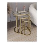 Dekoport Milas Mat Gold (ESKİTME) Zigon Sehpa - Temperli Şeffaf Cam