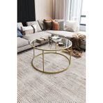 Dekopratik Berlin Orta Sehpa – Temperli Cam Üst, Altın Sarı Metal Ayak, Minimalist Tasarım, 80x80x45 cm, Salon Dekoruna Uyumlu