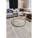 Dekopratik Gold Berlin Orta Sehpa Yuvarlak Cam Üst ve Altın Metal Ayak 60 cm