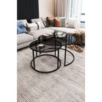 Dekopratik - Tokyo Orta Sehpa 60cm - Ikili Yuvarlak Füme Camlı Orta Masa Takımı