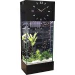 Dekor Akvaryum Full Set, LED Işıklı Saat Kule Akvaryum - Siyah