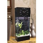 Dekor Akvaryum Led ışıklı Saat Kule Akvaryum Deka-121 Siyah