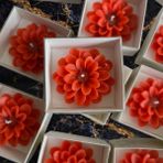 Dekor Çarşısı 15 Adet Kraft Kutulu Lotus Çiçeği Mum, Hediyelik, Nişan, Düğün, Sünnet, Söz, Kına, Doğum Günü - Kırmızı