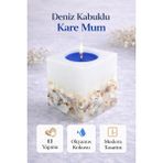 Dekor İstanbul Deniz Kabuklu Kare Mum – Okyanus Kokulu, El Yapımı Modern Dekoratif Mum (Yerli Üretim) - Beyaz