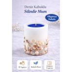 Dekor İstanbul Deniz Kabuklu Silindir Mum – Okyanus Kokulu, El Yapımı Modern Dekoratif Mum (Yerli Üretim) - Beyaz