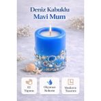 Dekor İstanbul Deniz Kabuklu Silindir Mum – Okyanus Kokulu, El Yapımı Modern Dekoratif Mum (Yerli Üretim) - Mavi