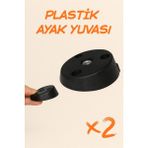 Dekor Mobilyacım 2 Adet Çay Seti & Puf Ahşap Ayağı Plastik Ayak Yuvası - Siyah