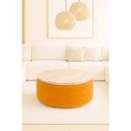 DEKOR MOBİLYACIM ARVENIA 60 CM ÜST TRAVERTEN TABLALI ORTA PUF SALON SEHPASI