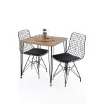 Dekor Mobilyacım Deri Mutak Balkon Masası 2 Adet Tel Sandalye 70 X 70 Kahverengi 70 X 70 Retro Sabit Suntalam 1 Yıl