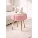 DEKOR MOBİLYACIM Flora 44 cm Çiçek Formlu Puf Dekoratif Ahşap Ayaklı Oturma ve Yan Sehpa Pufu