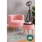 Dekor Mobilyacım Gabrielles Çay Seti Berjer ve Üstü Tablalı Puf Takımı (Salon, Ofis, Balkon) - 2'li Takım - Pembe - Kahverengi