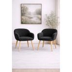 Dekor Mobilyacım Jasmine 2 Berjer Set Ahşap Ayaklı Retro Minimal Berjer Makyaj Masası Sandalyesi Çok Amaçlı Berjer - Siyah
