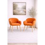 Dekor Mobilyacım Jasmine 2 Berjer Set Ahşap Ayaklı Retro Minimal Berjer Makyaj Masası Sandalyesi Çok Amaçlı Berjer - Tarçın