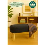 Dekor Mobilyacım Kopya - Paris Retro Ahşap Ayaklı Geniş Oturum Alanlı Oval Bench Puf Siyah