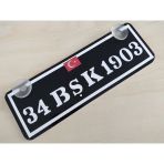 Dekor Plaka - 34 Bsk 1903 Kisiye Ozel (22X7,5Cm) Vantuzlu Pleksi Dekor Levha Sıyah Beyaz Plaka