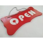 Dekor Plaka Kırmızı - Open Closed Uyarı Levhası (22X10cm) Askı İpli Çift Yönlü Dekor Levha