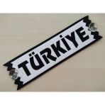 Dekor Plaka - Türkiye Yazısı Beyaz (27x8cm) Vantuzlu Keçe Süs (dekor Levha)