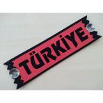 Dekor Plaka - Türkiye Yazısı Kırmızı (27x8cm) Vantuzlu Keçe Süs (dekor Levha)
