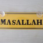 Dekor Sarı Plaka - Maşallah (22x7,5cm) Vantuzlu Pleksi (dekor Levha) Dekor Plaka
