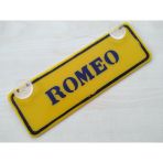 Dekor Sarı Plaka - Romeo ( 22x7,5cm) Vantuzlu Pleksi ( Dekor Levha) Dekor Plaka