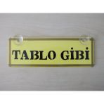 Dekor Sarı Plaka - Tablo Gibi (22x7,5cm) Vantuzlu Pleksi (dekor Levha) Dekor Plaka