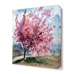 Dekor Sevgisi Pembe Ağaç 60x40 cm Yağlı Boya Tablo