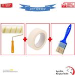 Dekor Tavan Rulosu 25 Cm + Kağıt Bant + Kestirme Fırça 3 Lü Set