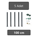 Dekorafence 100 cm Panel Çit Direği Antrasit ( 5 Adet ) Aksesuarlar Dahil Set