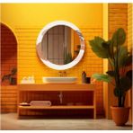 Dekorarif Desenli Yuvarlak Banyo-Salon Duvar Aynası 111 - Renkli - 60 x 60