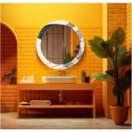 Dekorarif Desenli Yuvarlak Banyo-Salon Duvar Aynası 116 - Renkli - 60 x 60