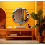 Dekorarif Desenli Yuvarlak Banyo-Salon Duvar Aynası 15 - Renkli - 60 x 60