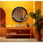 Dekorarif Desenli Yuvarlak Banyo-Salon Duvar Aynası 24 - Renkli - 60 x 60