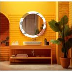 Dekorarif Desenli Yuvarlak Banyo-Salon Duvar Aynası 52 - Renkli - 60 x 60