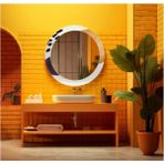 Dekorarif Desenli Yuvarlak Banyo-Salon Duvar Aynası 55 - Renkli - 60 x 60