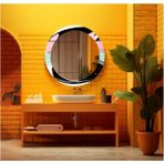 Dekorarif Desenli Yuvarlak Banyo-Salon Duvar Aynası 62 - Renkli - 60 x 60