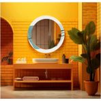 Dekorarif Desenli Yuvarlak Banyo-Salon Duvar Aynası 67 - Renkli - 60 x 60