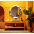 Dekorarif Desenli Yuvarlak Banyo-Salon Duvar Aynası 75 - Renkli - 60 x 60