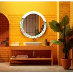 Dekorarif Desenli Yuvarlak Banyo-Salon Duvar Aynası 78 - Renkli - 60 x 60