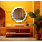 Dekorarif Desenli Yuvarlak Banyo-Salon Duvar Aynası 79 - Renkli - 60 x 60
