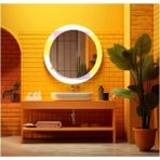Dekorarif Desenli Yuvarlak Banyo-Salon Duvar Aynası 83 - Renkli - 60 x 60
