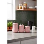 Dekorasyaa 3'lü Kapaklı Balkabağı Çok Amaçlı Seramik Kavanoz - Pembe - 1lt 1,5lt 2lt