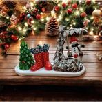Dekorasyon Bahçesi Kardan Adam Salıncaklı Noel Seti–Yılbaşı Dekoratif Figür (4’Lü Set)/Çiçek Görsel Amaçlıdır