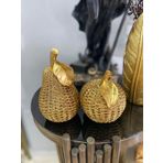 Dekoratif 2'li elma armut biblo polyester GOLD RENKLİ